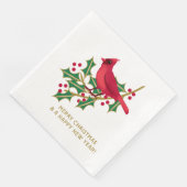 Serviette En Papier Red Cardinal Holly Branch Joyeux Noël (Coin)