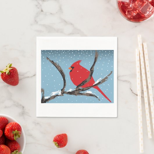 Serviette En Papier Red Cardinal On A Branch Paper Napkins (En situation)