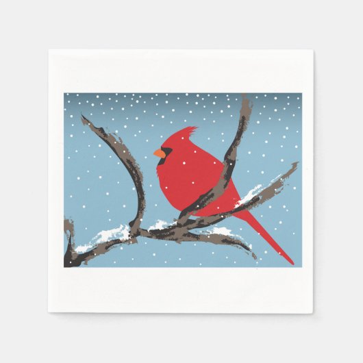 Serviette En Papier Red Cardinal On A Branch Paper Napkins (Devant)