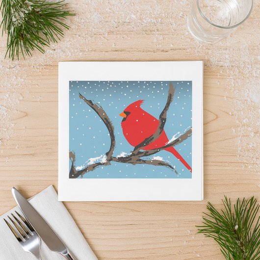 Serviette En Papier Red Cardinal On A Branch Paper Napkins