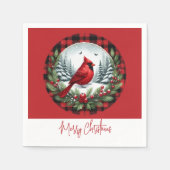 Serviette En Papier Red Cardinal with Holly Berries (Devant)