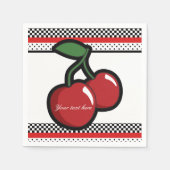 Serviette En Papier Red Cherries Retro Black & Red Custom Party (Devant)