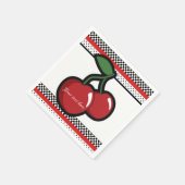 Serviette En Papier Red Cherries Retro Black & Red Custom Party (Coin)