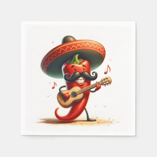 Serviette En Papier Red Chili Pepper Musicien (Devant)
