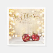 Serviette En Papier Red Christmas Balls Bokeh (Devant)