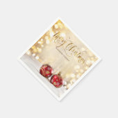 Serviette En Papier Red Christmas Balls Bokeh (Coin)