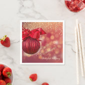 Serviette En Papier Red Christmas Balls Bokeh Company (En situation)