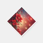 Serviette En Papier Red Christmas Floral Holiday Napkin (Coin)
