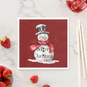 Serviette En Papier Red Christmas Snowman