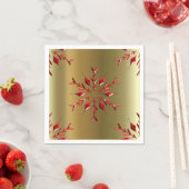 Serviette En Papier Red Christmas Stars on Gold (En situation)