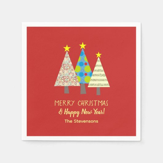 Serviette En Papier Red Christmas Tree Personalized (Devant)