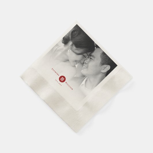 Serviette En Papier Red Circle Double Bonheur Mariage chinois Photo (Coin)