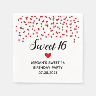 Serviette En Papier Red Confetti Sweet 16 Anniversaire