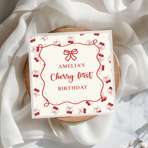 Serviette En Papier Red Coquette Cherry premier anniversaire Papier Na