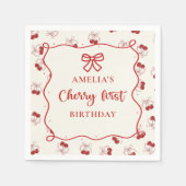 Serviette En Papier Red Coquette Cherry premier anniversaire Papier Na (Devant)