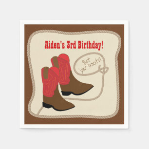 Serviette En Papier Red Cowboy Boots Western Anniversaire