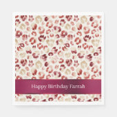 Serviette En Papier Red Cream Leopard Animal Print Birthday (Devant)