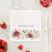 Serviette En Papier Red Cream Rose Mariage or (En situation)
