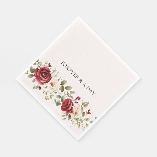 Serviette En Papier Red Cream Rose Mariage or (Coin)