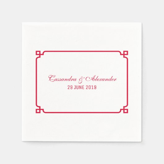 Serviette En Papier Red Deco Chic Mariage (Devant)