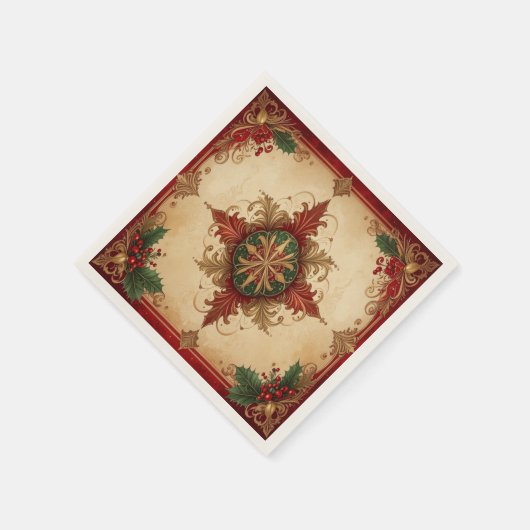 Serviette En Papier Red Decorative Holiday Napkin (Coin)