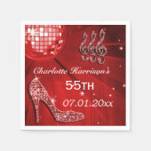 Serviette En Papier Red Disco Ball and Sparkle Heels 55e (Devant)