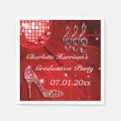 Serviette En Papier Red Disco Ball and Sparkle Heels Graduation (Devant)