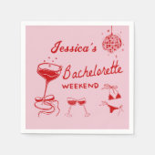 Serviette En Papier Red Disco Cocktail Bachelorette Party (Devant)