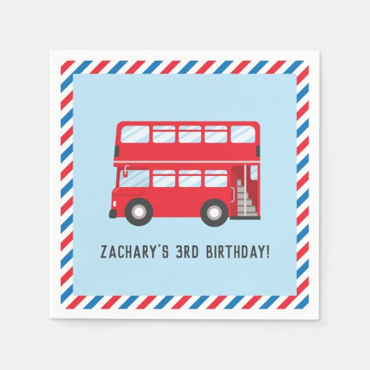 Serviette En Papier Red Double Deck Londres Bus Anniversaire de fête N (Devant)