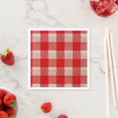 Serviette En Papier Red En vichy À damiers Motif Burlap Look (En situation)