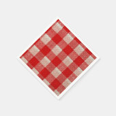 Serviette En Papier Red En vichy À damiers Motif Burlap Look (Coin)