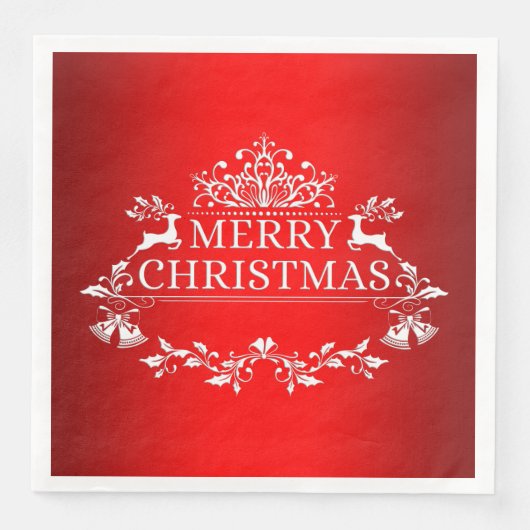 Serviette En Papier Red Festive Joyeux Papier de Noël Napkin (Devant)