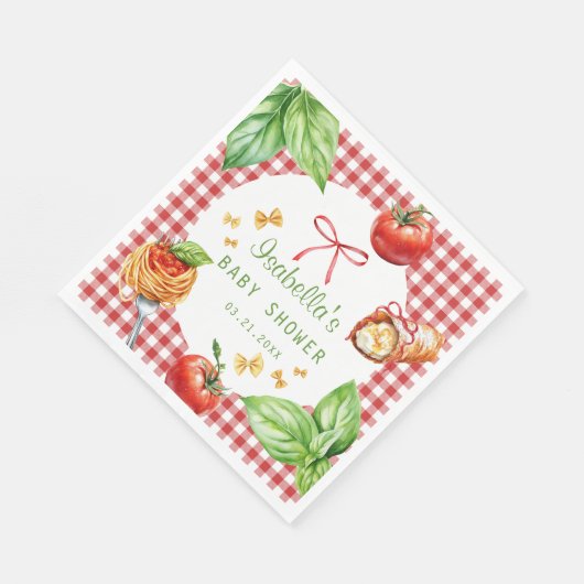 Serviette En Papier Red Gingham Holy Cannoli Baby Shower Paper Napkin (Coin)
