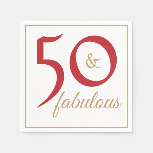 Serviette En Papier Red Gold 50 et Fabulous Birthday Party (Devant)