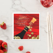 Serviette En Papier Red Gold Black Champagne Élégant Anniversaire (En situation)