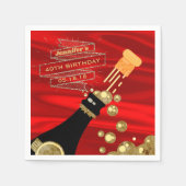 Serviette En Papier Red Gold Black Champagne Élégant Anniversaire (Devant)