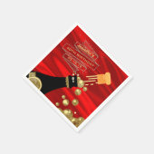 Serviette En Papier Red Gold Black Champagne Élégant Anniversaire (Coin)