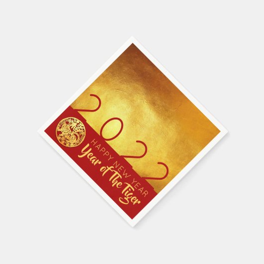 Serviette En Papier Red Gold Chinese Tiger coupé en papier 2022 PN (Coin)