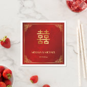 Serviette En Papier Red Gold Chinese Wedding Custom (En situation)