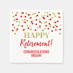 Serviette En Papier Red Gold Confetti joyeuse retraite