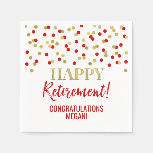 Serviette En Papier Red Gold Confetti joyeuse retraite (Devant)