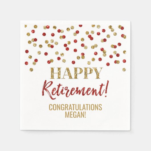 Serviette En Papier Red Gold Confetti joyeuse retraite (Devant)