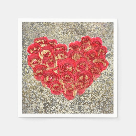 Serviette En Papier Red & Gold Heart Glam Saint Valentin (Devant)