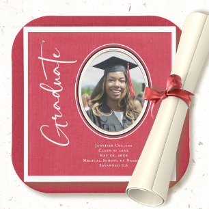 Serviette En Papier Red Gold Nurse Graduate Script Photo minime