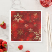 Serviette En Papier Red & Gold Snowflakes Noël Holiday Naples (En situation)