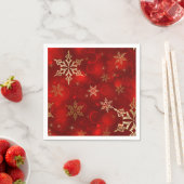 Serviette En Papier Red & Gold Snowflakes Noël Holiday Naples (En situation)