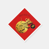 Serviette En Papier Red Golden Rat Papercut Chinois Nouvel An 2020 PPN (Coin)