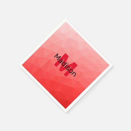 Serviette En Papier Red gradient geometric mesh pattern Monogram (Coin)