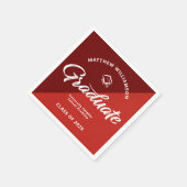 Serviette En Papier Red Graduation Bold Retro Script Cap Icon Minimal (Coin)