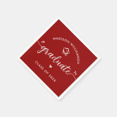 Serviette En Papier Red Graduation Script Hearts Cap Icon Bold Modern (Coin)